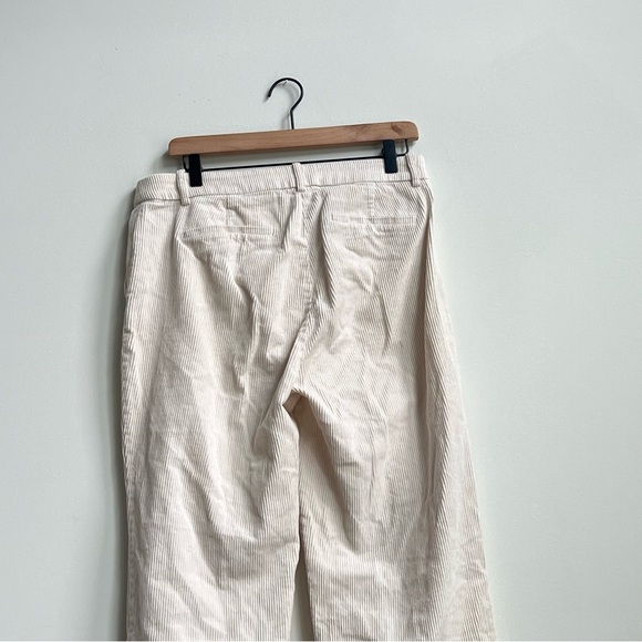J Crew Factory Wide-leg corduroy trouser Women's Size 10 Tall Ecru Cream Preppy - Picture 9 of 13